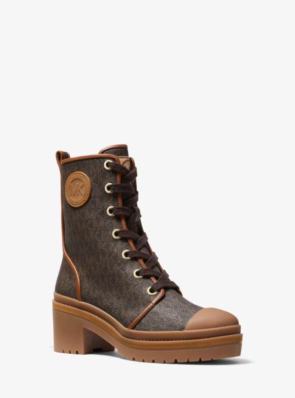 Damske Bojové topánky Michael Kors Corey Logo Hnede - Topanky Michael Kors Slevy | GQDJN-8560